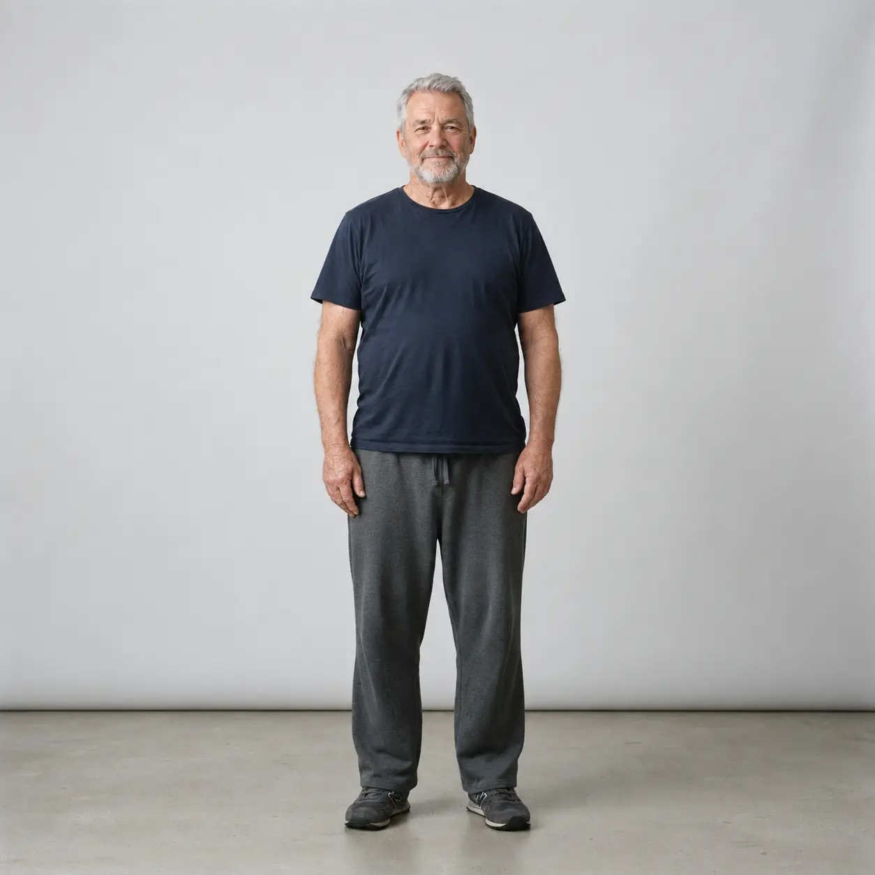 Illustrative before photo of an older man at the start of a weight-loss journey